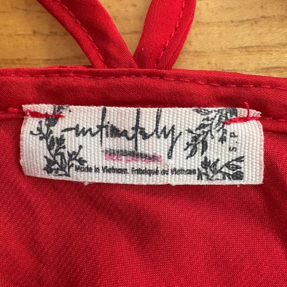 Intimately Free People Red Crisscross Strap Cami Lettuce Hem Mini Dress - Picture 3 of 3